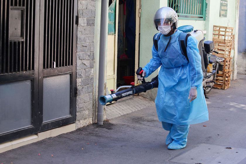 disinfected procedure at the road outside patient 418 house in Da Nang Vietnam 26 Jul 2020