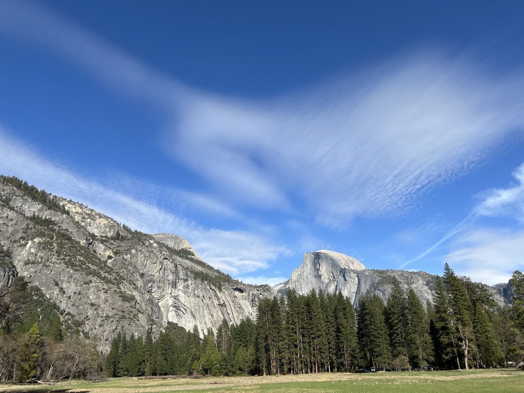 sentinel bridge trail with image of half dome apr 2022