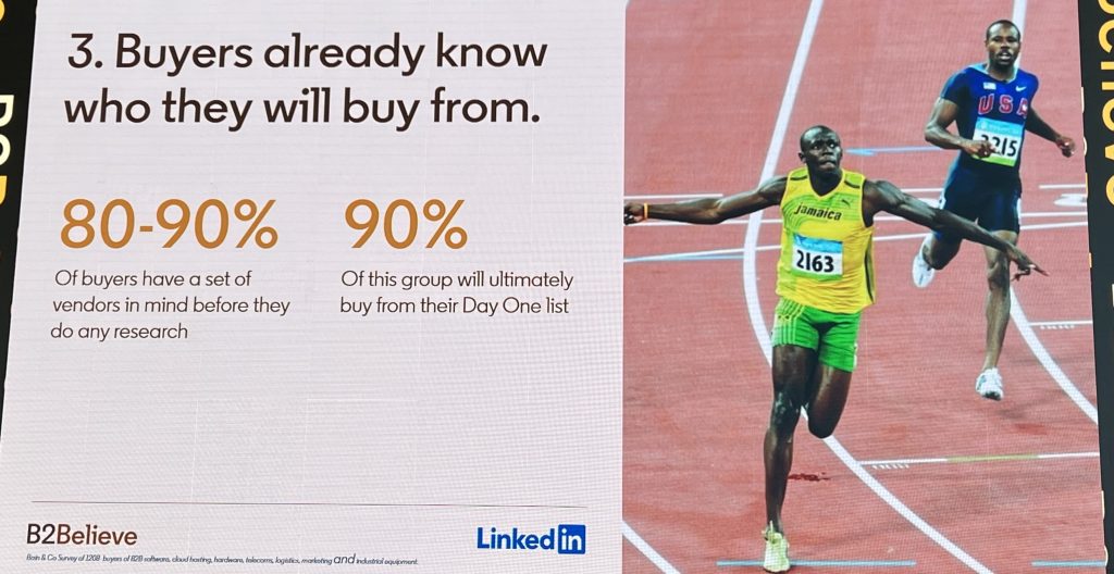 buyers already know who they will buy from LinkedIn B2Believe event Nov 2022