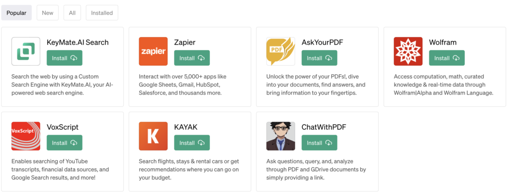chatGPT popular plugins May 22 2023 v2
