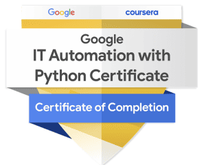 Google IT automation with Python certificate chandler nguyen