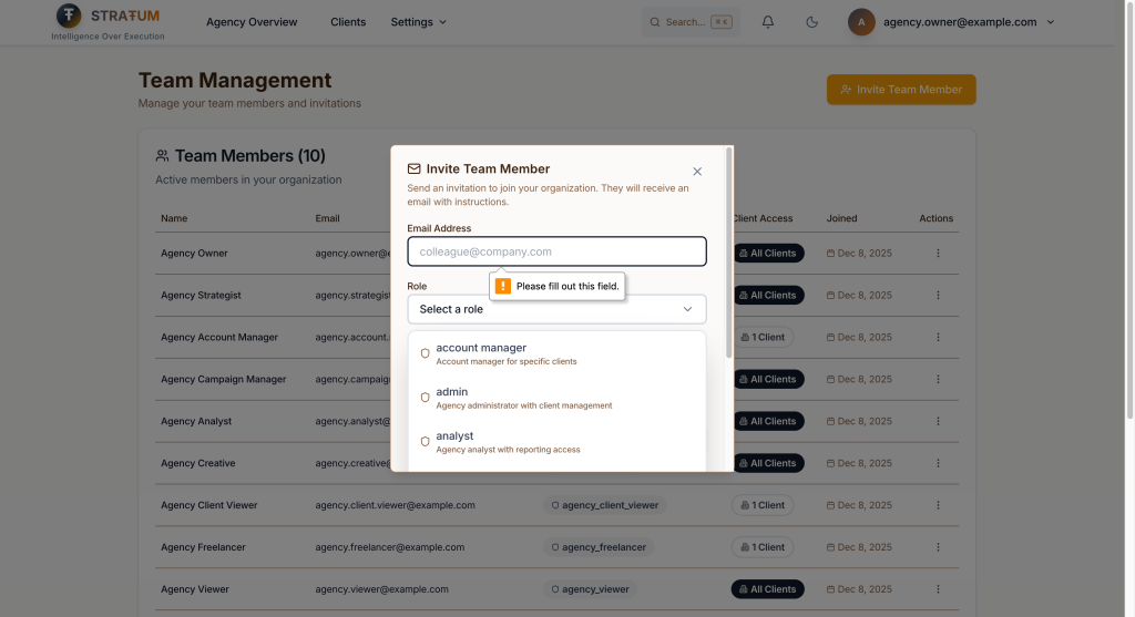 Select role when inviting—they get the right permissions immediately